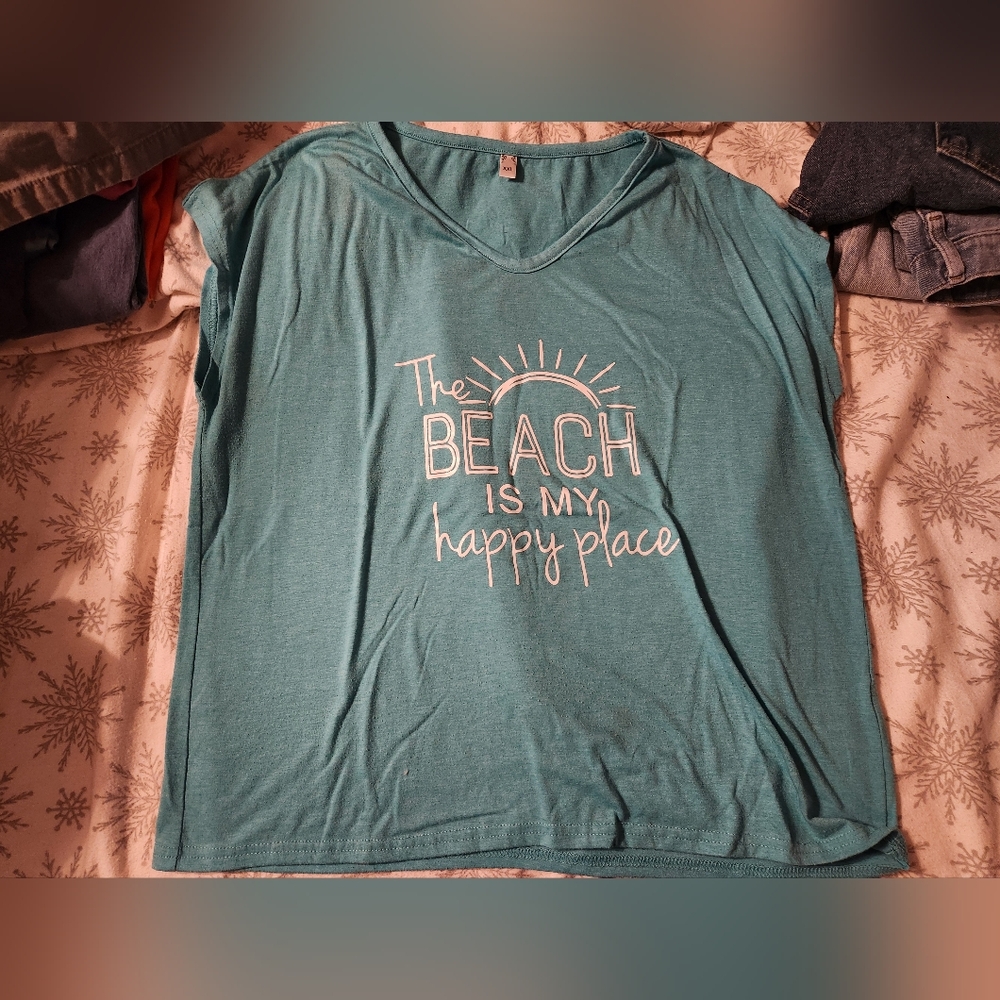 Teal Graphic Tee - Beach Theme